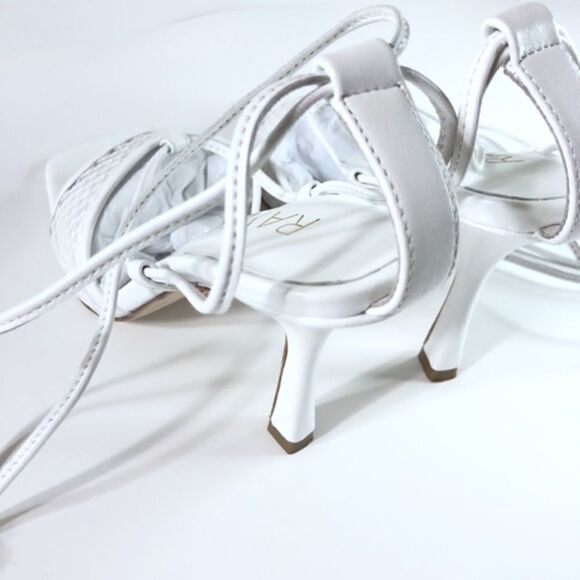 REVOLVE RAYE Penn Square Toe Heel in White Ankle Wrap Ties Lattice Netting 5.5 - Picture 4 of 10
